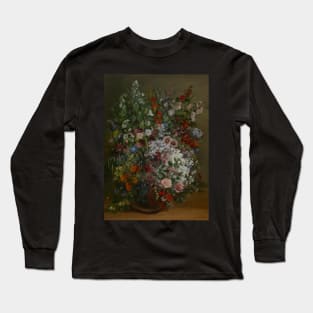 Bouquet of Flowers in a Vase - Gustave Courbet Long Sleeve T-Shirt